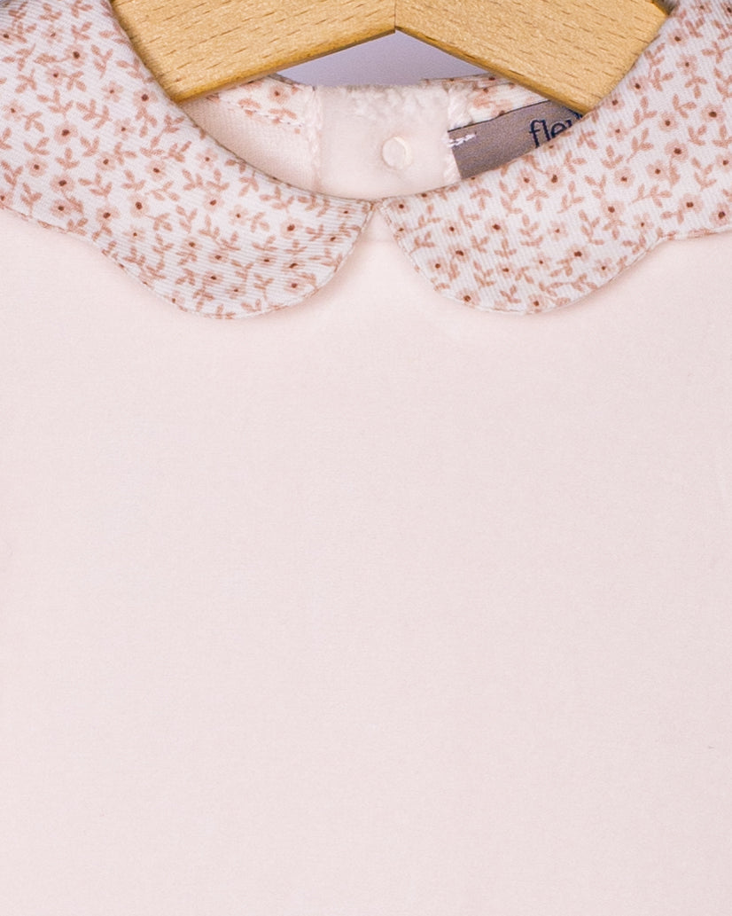 Pink Italian Velour Collar Footie